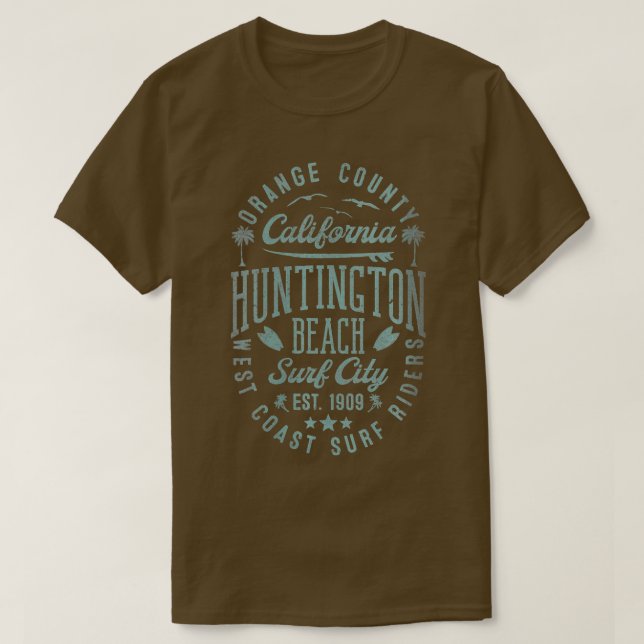Camiseta Womens Huntington Beach Surf City Orange County Ca (Frente do Design)