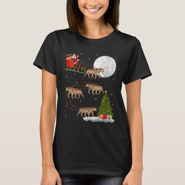 Camiseta Womens Hyena Santa Sleigh Flying Funny Magical Chr (Frente)