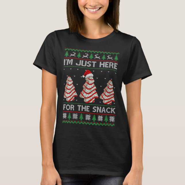 Camiseta Womens I'm Just Here For The Snack Christmas Cakes (Frente)