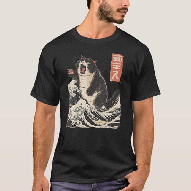 Camiseta Womens Japanese Cat Lover Harajuku Anime Style Cat (Frente)