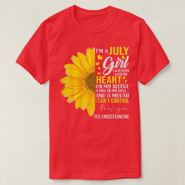 Camiseta Womens July Girl Sunflower Matching Girl Born On J (Frente do Design)