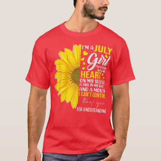 Camiseta Womens July Girl Sunflower Matching Girl Born On J