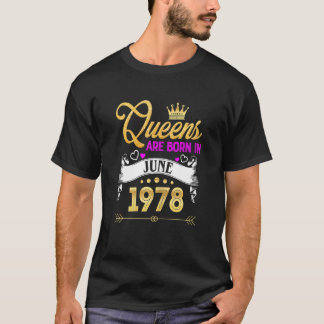 Camiseta Womens June 1978 44 Years Old 44th Birthday Queen