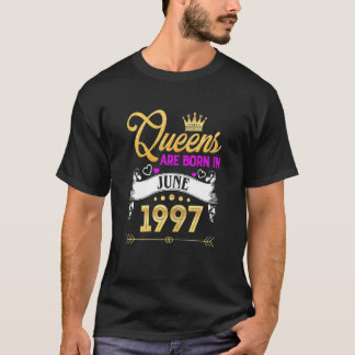 Camiseta Womens June 1997 25 Years Old 25th Birthday Queen