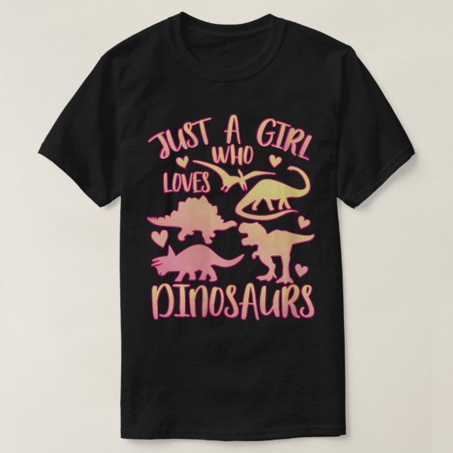 Camiseta Womens Just a Girl Who Loves Dinosaurs  Dinosaur T (Frente do Design)