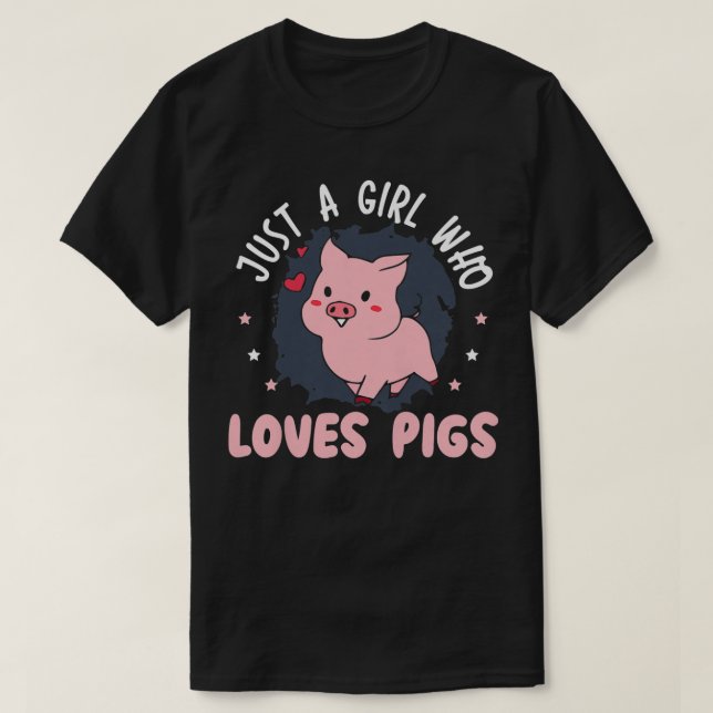 Camiseta Womens Just A Girl Who Loves Pigs Design Crazy Pig (Frente do Design)
