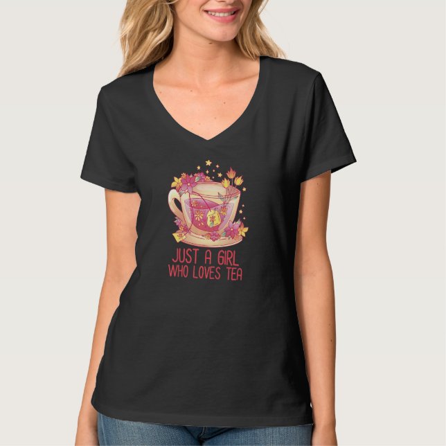 Camiseta Womens Just A Girl Who Loves Tea Tea Drinker Tea   (Frente)