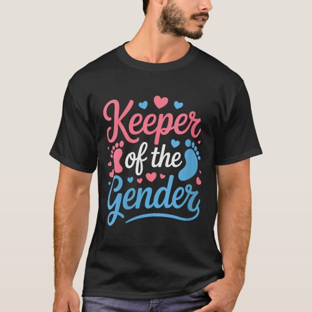 Camiseta Womens Keeper Of The Gender, Pregnancy Reveal Gend (Frente)