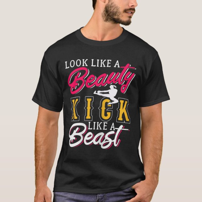 Camiseta Womens Kickboxing Look Like A Beauty Kickboxer Lov (Frente)