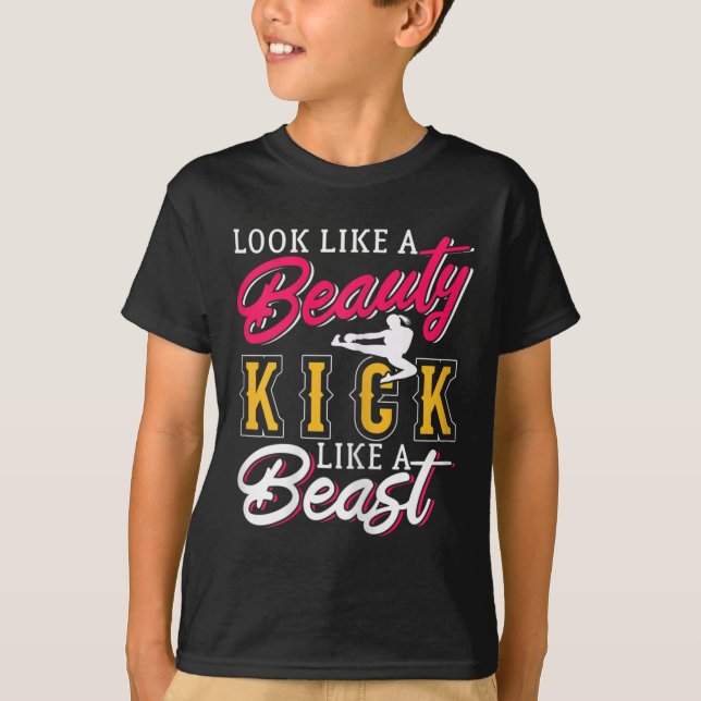 Camiseta Womens Kickboxing Look Like A Beauty Kickboxer Lov (Frente)