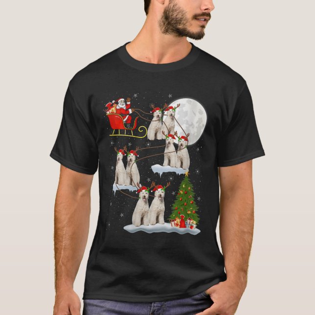 Camiseta Womens Labradoodle Dog Santa Sleigh Flying Funny M (Frente)