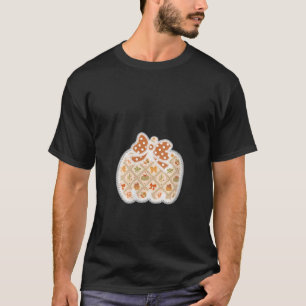 Camiseta Womens Lace Floral Autumn Fall Pumpkin Coquette Bo