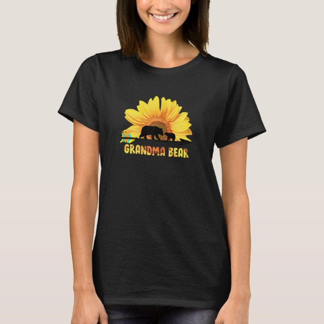Camiseta Womens LAM GAP Grandma Sunflower Bear Best Grandma (Frente)