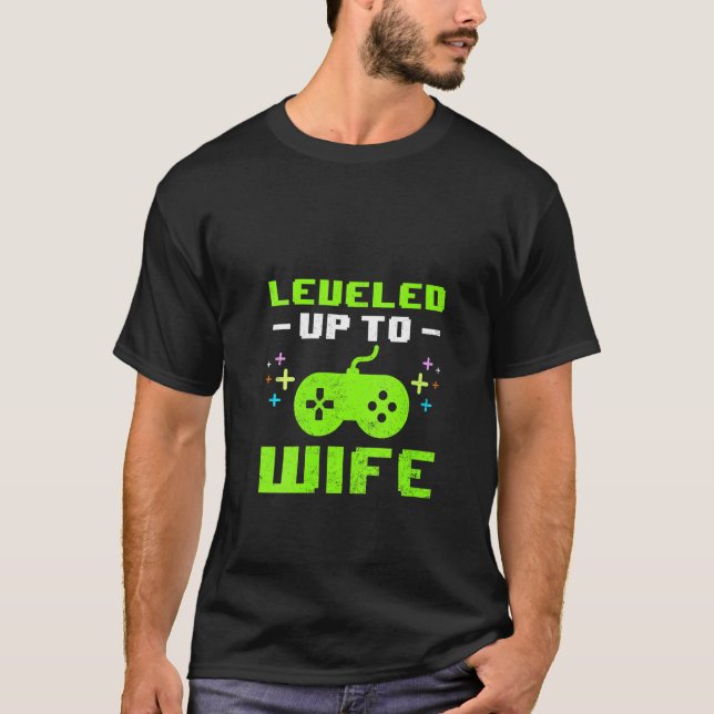 Camiseta Womens Leveled Up To Wife New Bride Gaming Gamer M (Frente)