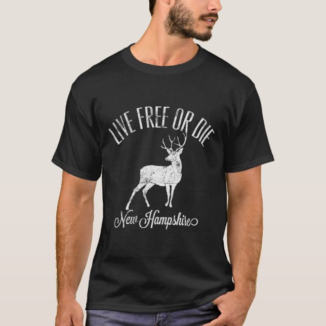 Camiseta Womens Live Or Die New Hampshire Distressed Deer A (Frente)