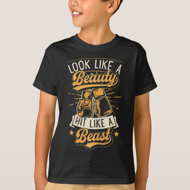 Camiseta Womens Look Like A Beauty Hit Like A Beast Karate  (Frente)