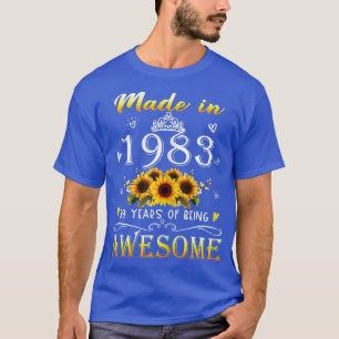 Camiseta Womens Made In 1983 Sunflower 39th Bday 39 Years O