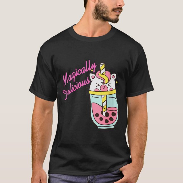 Camiseta Womens Magically Delicious Unicorn Boba Kawaii Bub (Frente)