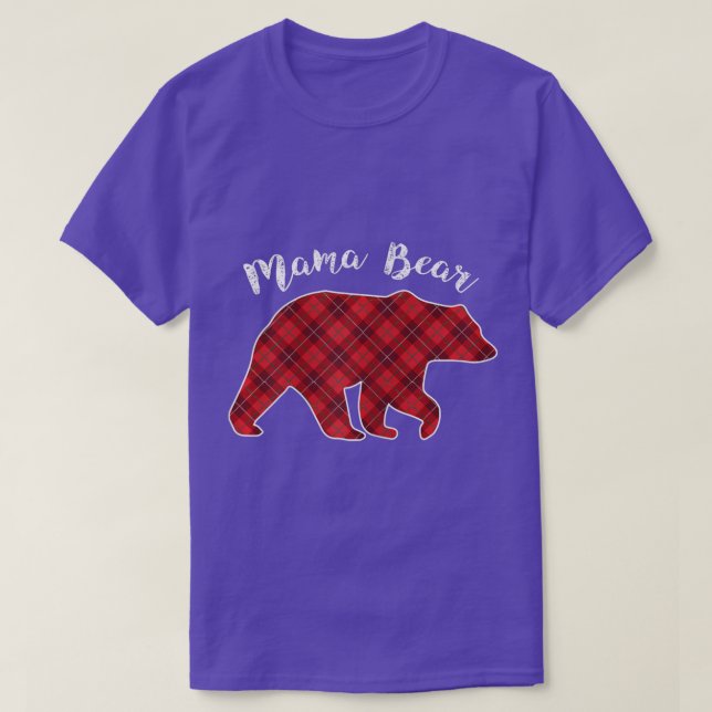 Camiseta Womens Mama Bear Christmas Pajama Plaid Buffalo Fa (Frente do Design)