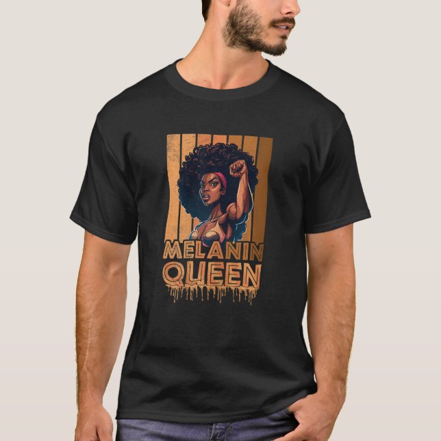 Camiseta Womens Melanin Queen Quote for a Black Girl (Frente)