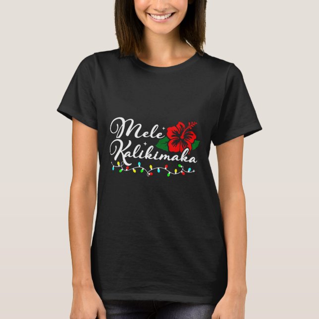 Camiseta Womens Mele Kalikimaka Hibiscus Flower Hawaii Chri (Frente)