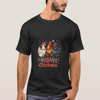 Camiseta Womens Merry Chickmas Santa Hat Girl Chicken Lover