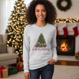 Camiseta Women's Merry Christmas Tree Festive Holiday Shirt