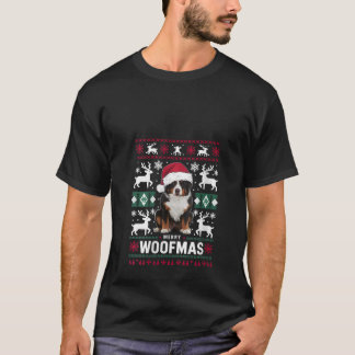 Camiseta Womens Merry Woofmas Bernese Mountain Dog Santa Ug