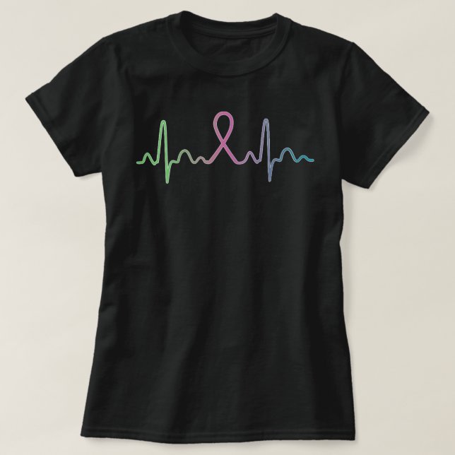 Camiseta Womens Metastatic Breast Cancer Heartbeat Awarenes (Frente do Design)