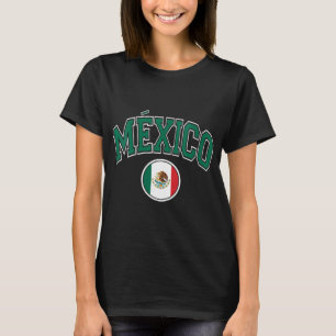 Camiseta Womens México Estilo Varsity Texto Verde do Círcul