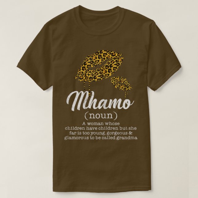 Camiseta Womens Mhamo Leopard Lips Funny Grandma Meaning Mo (Frente do Design)