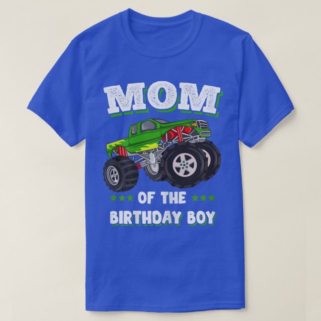 Camiseta Womens Mom Of The Birthday Boy Fathers Monster Tru (Frente do Design)