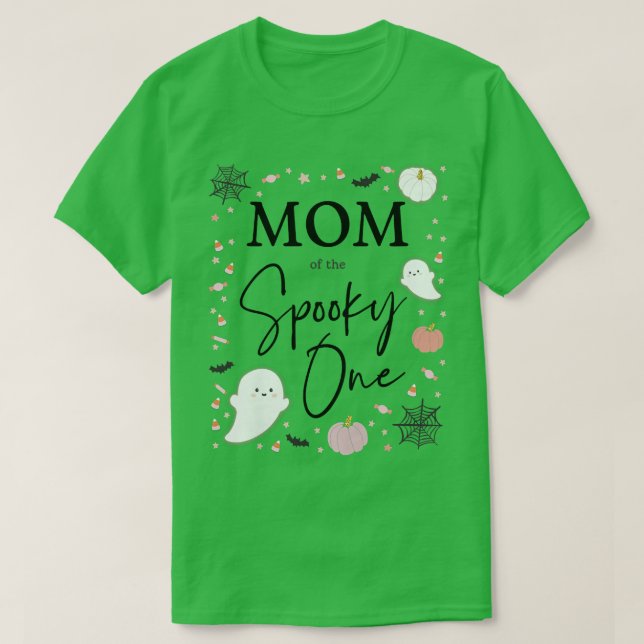Camiseta Womens Mom of the Spooky One Girl First Birthday P (Frente do Design)
