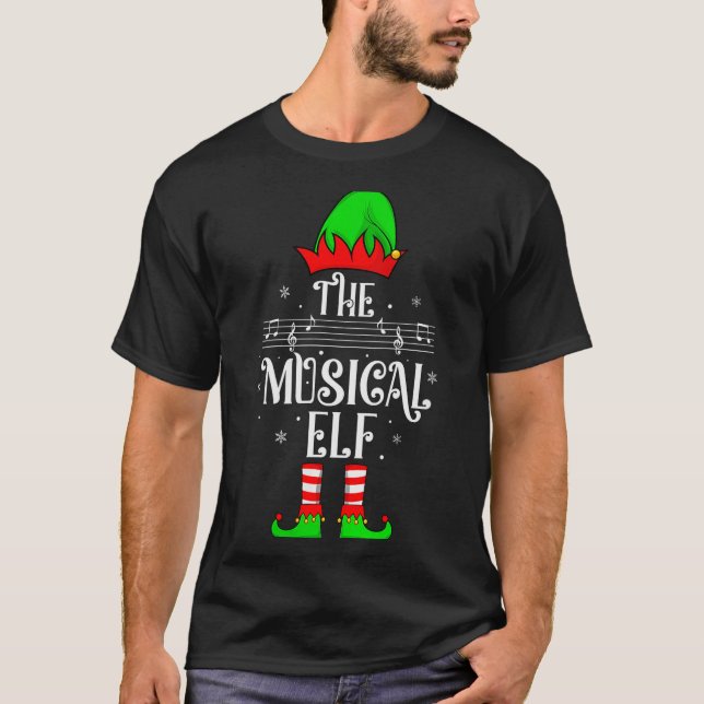 Camiseta Womens Musical Elf Xmas Christmas Matching Family  (Frente)