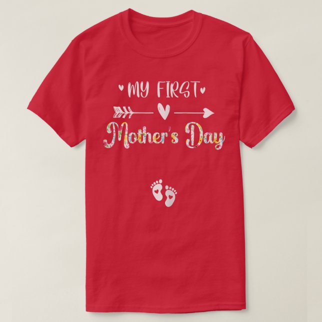 Camiseta Womens My First Mother's Day Pregnancy Announcemen (Frente do Design)