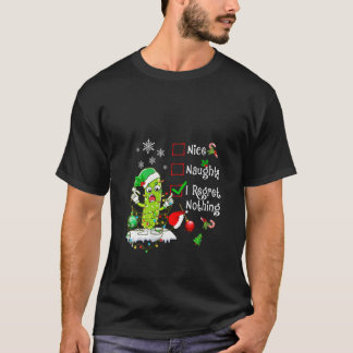 Camiseta Womens Nice Naughty I Regret Nothing Pickle Family