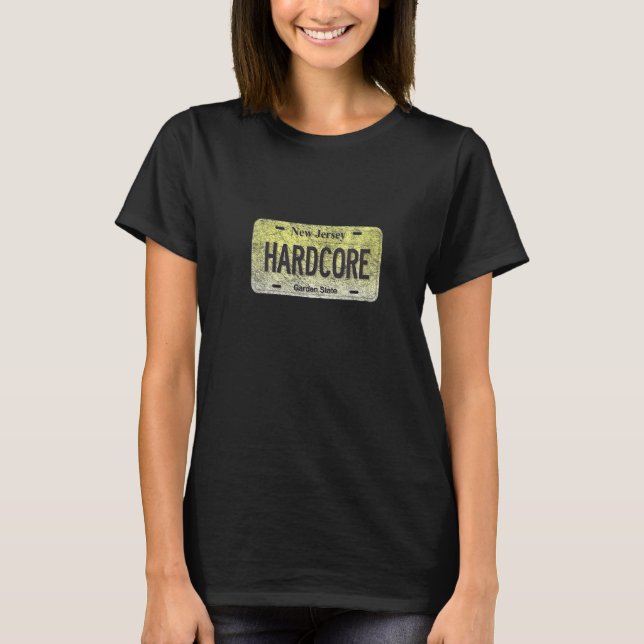 Camiseta Womens Nj Licença Estatal Vanity Plate Hardcore (Frente)
