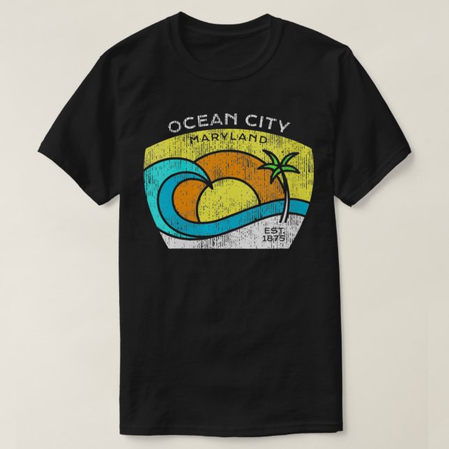 Camiseta Womens Ocean City Maryland T s Tee OC MD VNeck (Frente do Design)