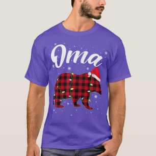 Camiseta Womens Oma Bear Shirt Christmas Red Plaid Family M