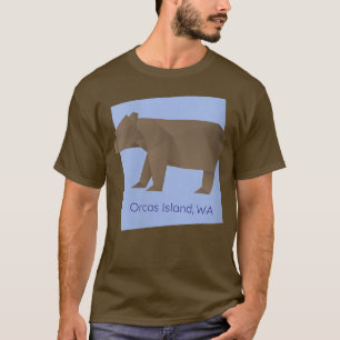 Camiseta Womens Orcas Island Brown Origami Bear Abstract Ge