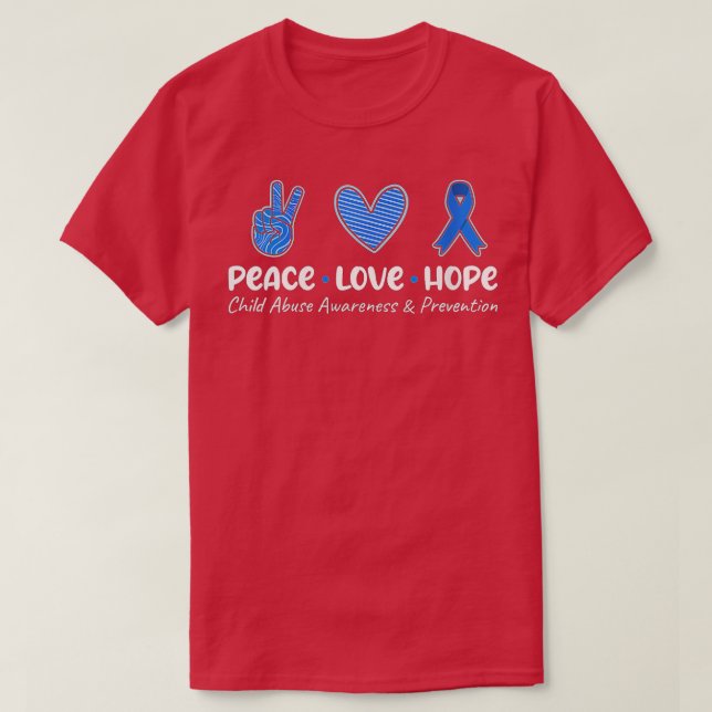 Camiseta Womens Peace Love Hope Child Abuse Awareness Preve (Frente do Design)