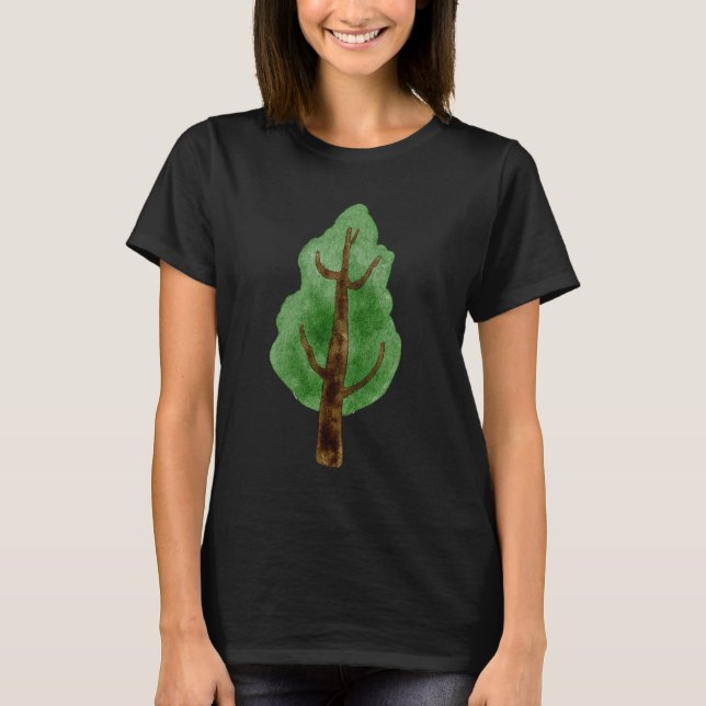 Camiseta Women's Pine Tree Graphic Black T-Shirt - Minimali (Frente)