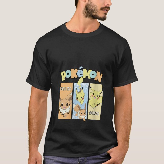 Camiseta Womens Pok mon Pikachu And Eevee Character Panels  (Frente)