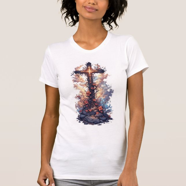 Camiseta Women's Pretty Christian Cross Tee Shirt (Frente)