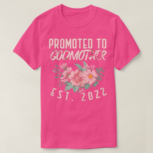 Camiseta Womens Promoted To Godmother 2022 Flowers Pregnanc (Frente do Design)