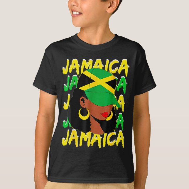 Camiseta Womens Proud Jamaican Afro Black Woman Jamaica Fla (Frente)