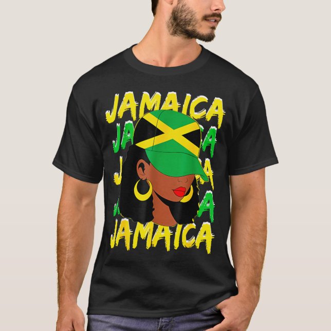 Camiseta Womens Proud Jamaican Afro Black Woman Jamaica Fla (Frente)