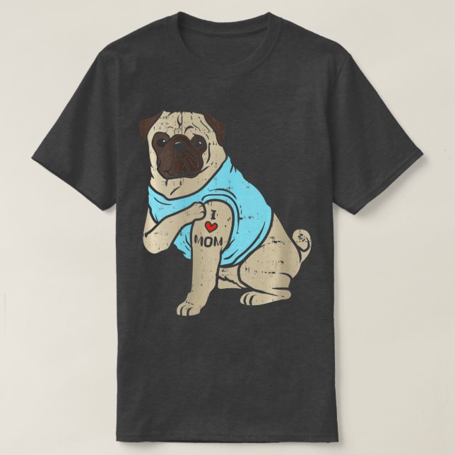 Camiseta Womens Pug I Love Mom Cute Animal Pet Dog Lover Ow (Frente do Design)