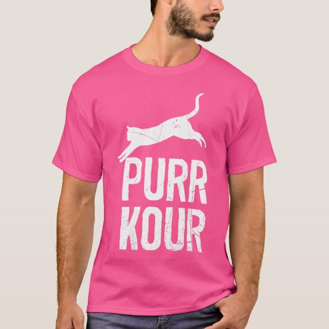 Camiseta Womens Purrkour Funny Jumping Cats Parkour Gear (Frente)