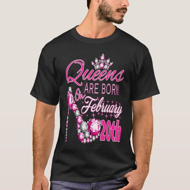 Camiseta Womens Queens are born on February 20th A queen wa (Frente)